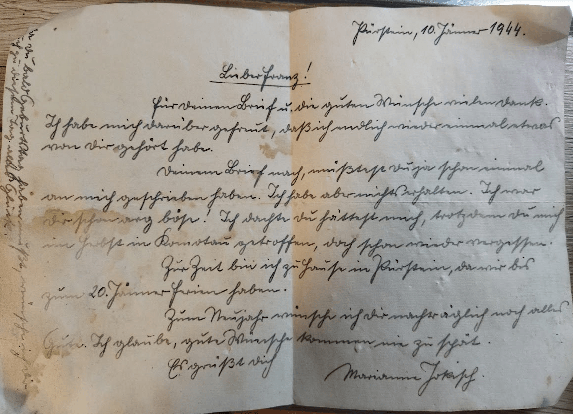 Feldpostbrief aus Pürstein 1944: Persönliches Zeitdokument in Kurrentschrift